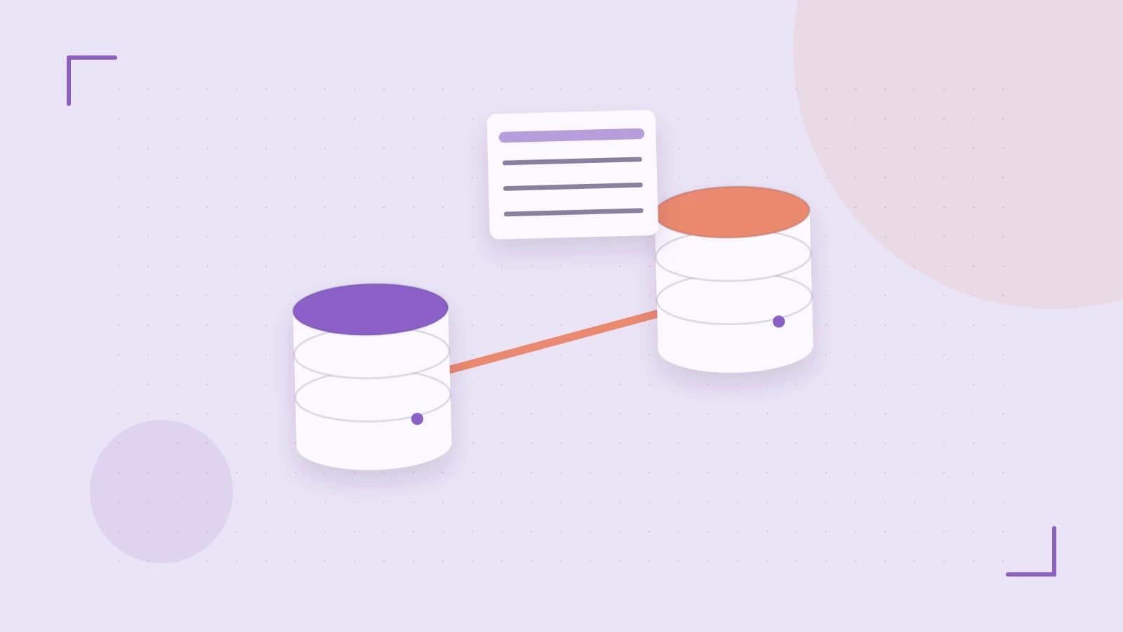 Editorial illustration of structured records, database cylinders and relationships between tables