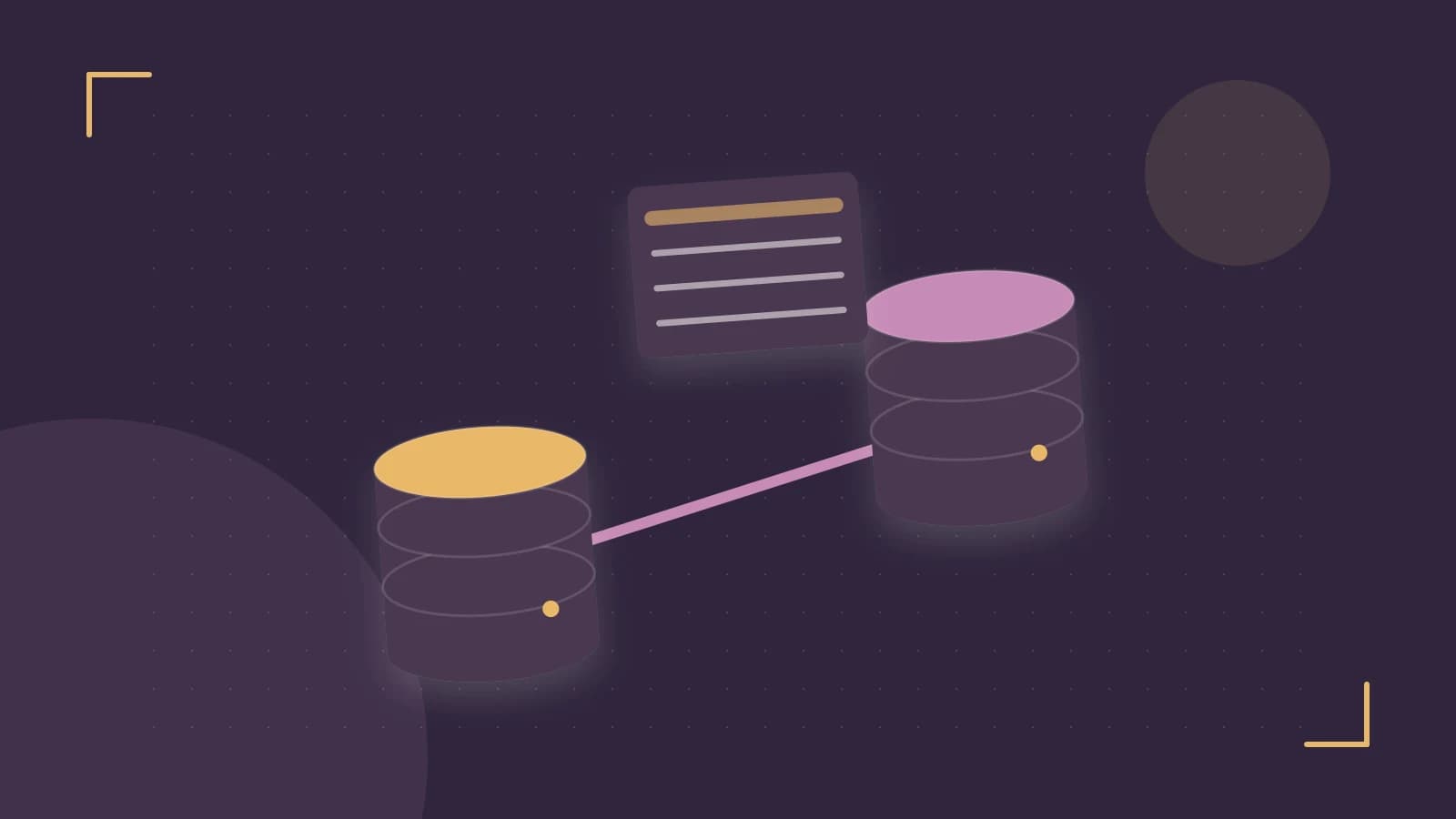 Editorial illustration of structured records, database cylinders and relationships between tables