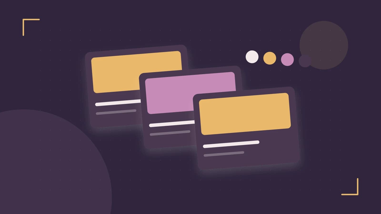 Editorial illustration of responsive browser layouts, overlapping design components and a color system