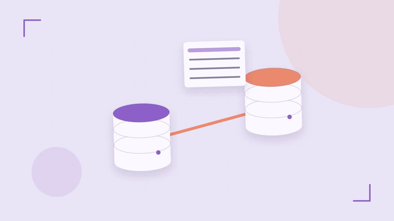 Editorial illustration of structured records, database cylinders and relationships between tables
