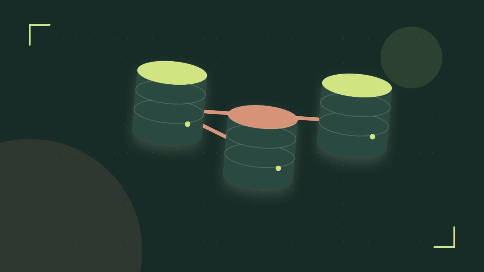 Editorial illustration of structured records, database cylinders and relationships between tables