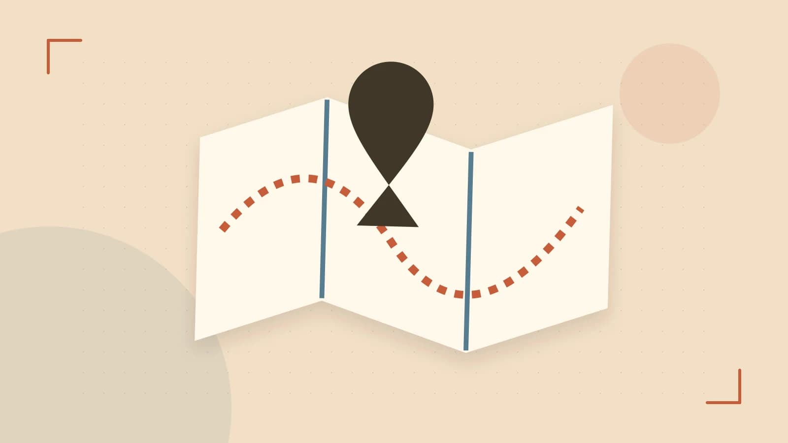 Editorial illustration of an editorial globe with meridians and layered geographic shapes