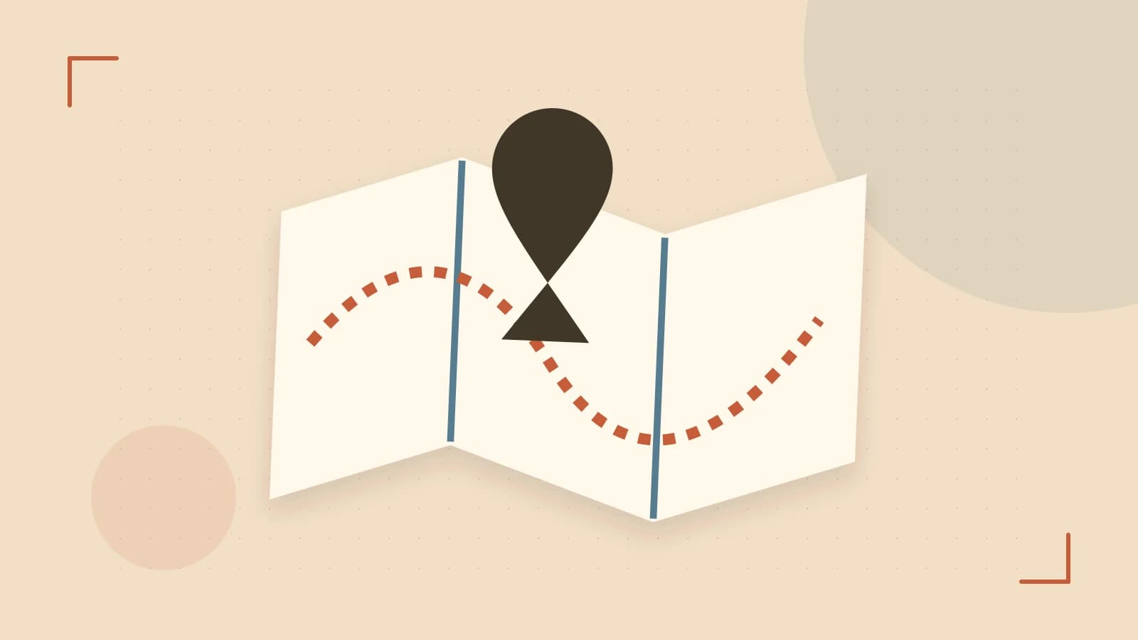 Editorial illustration of an editorial globe with meridians and layered geographic shapes