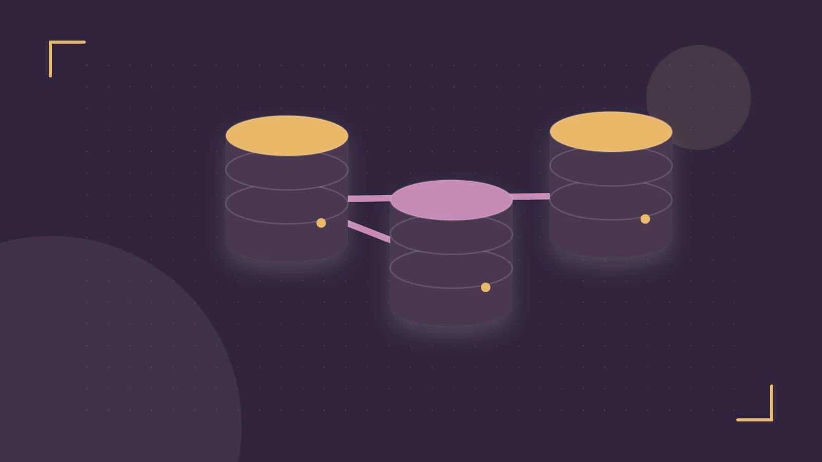 Editorial illustration of structured records, database cylinders and relationships between tables