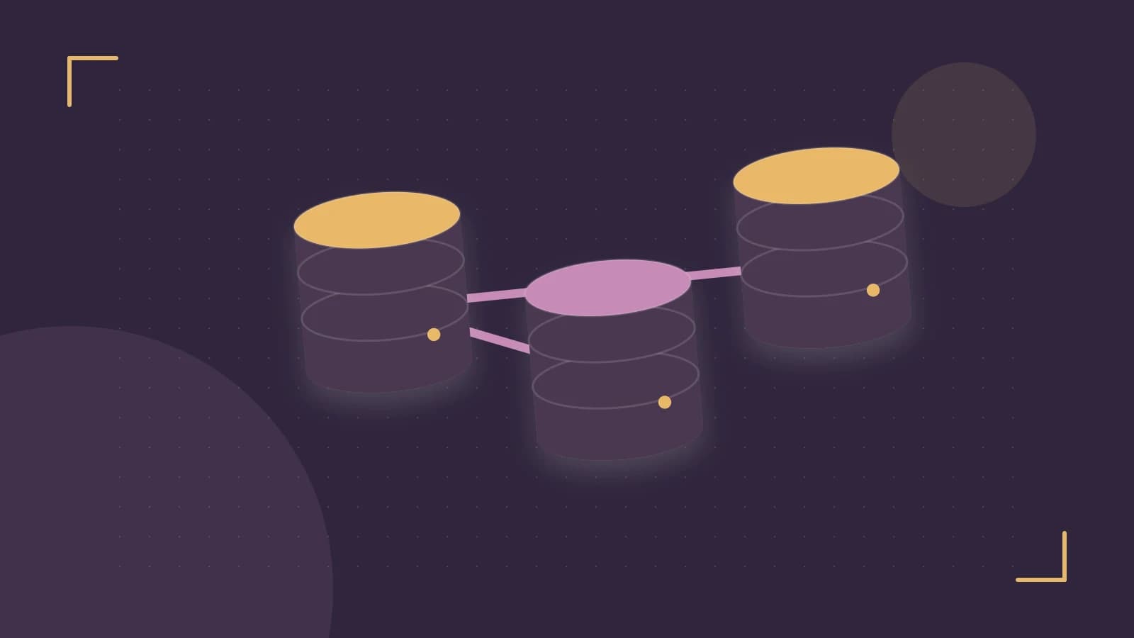Editorial illustration of structured records, database cylinders and relationships between tables