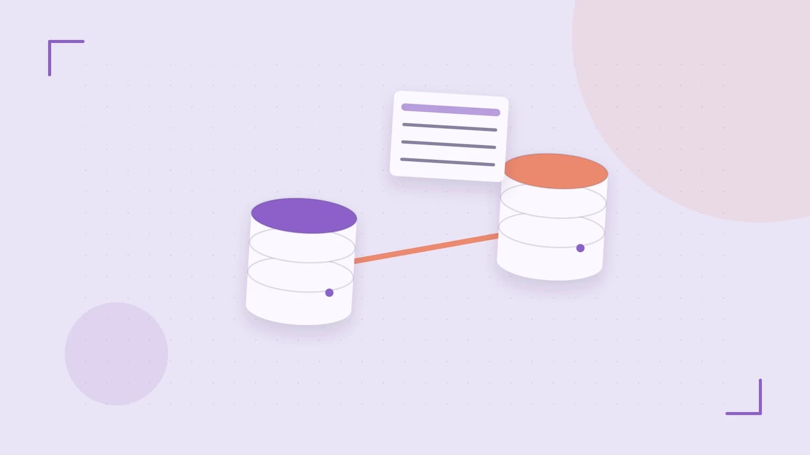 Editorial illustration of structured records, database cylinders and relationships between tables