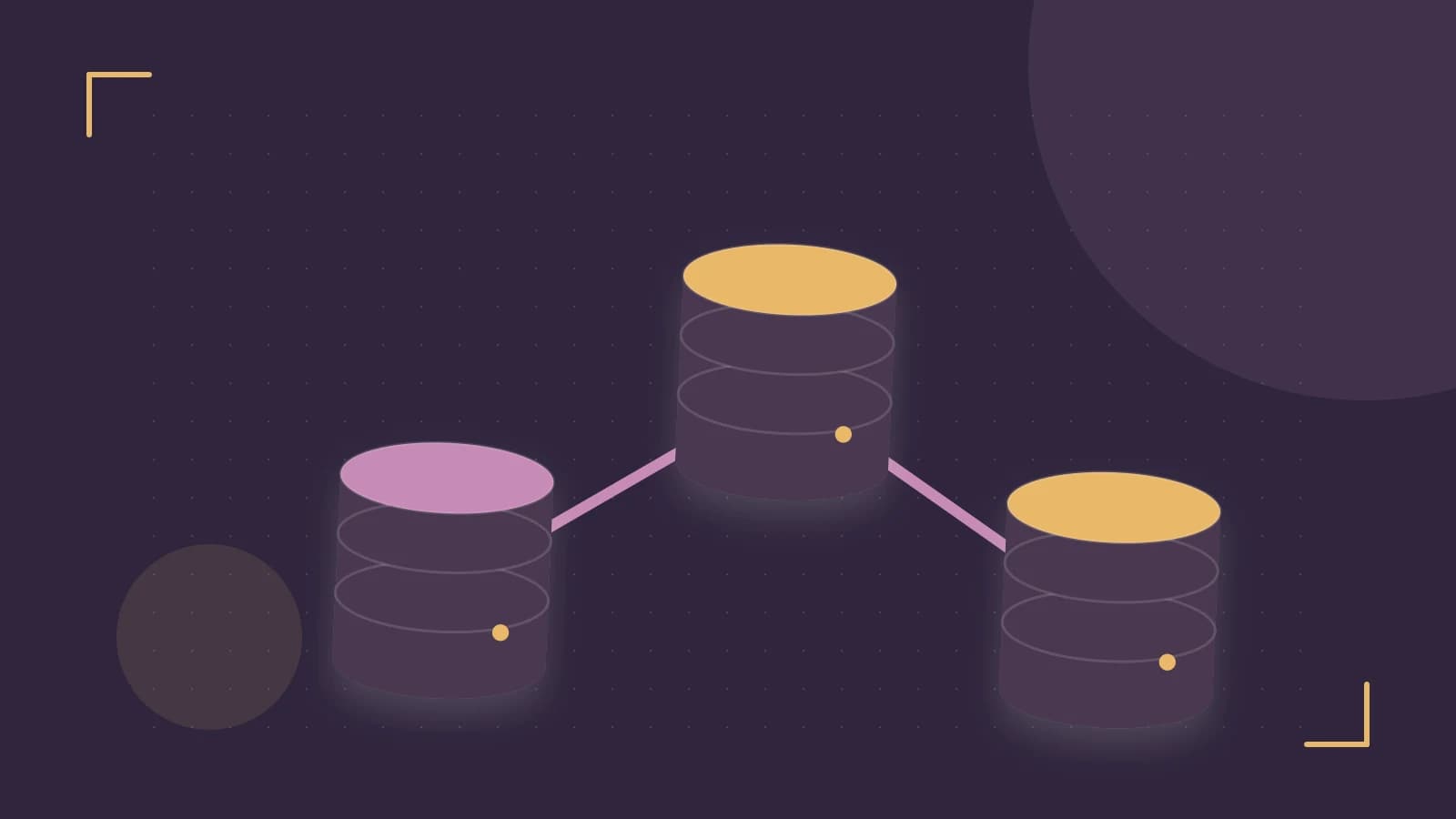 Editorial illustration of structured records, database cylinders and relationships between tables