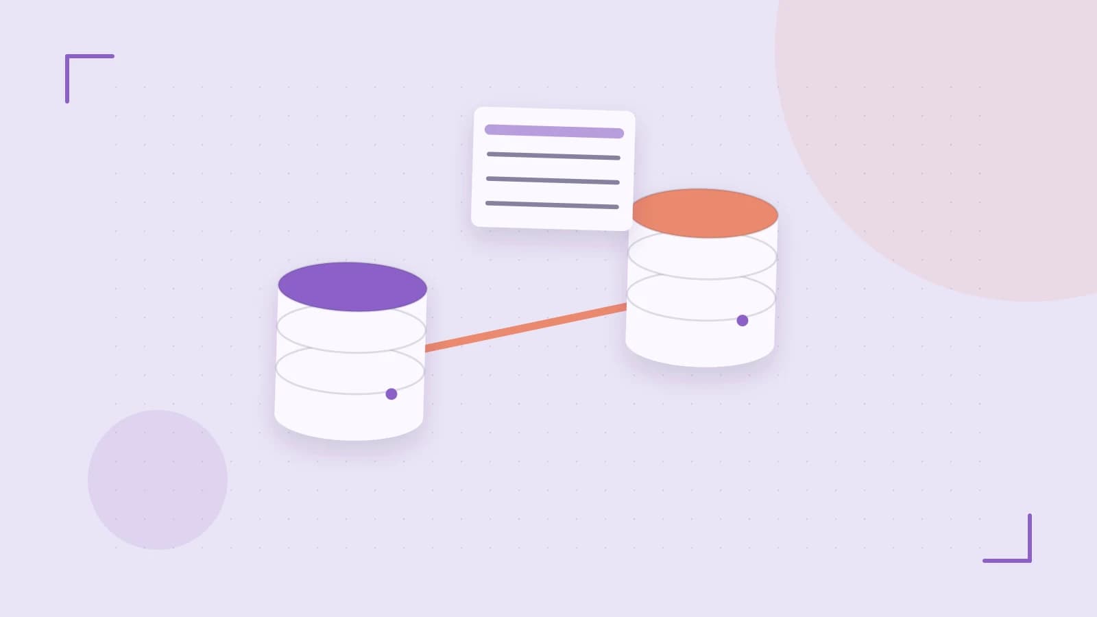 Editorial illustration of structured records, database cylinders and relationships between tables