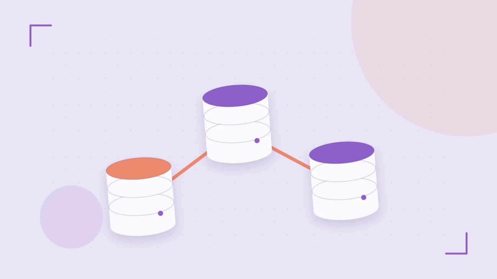 Editorial illustration of structured records, database cylinders and relationships between tables