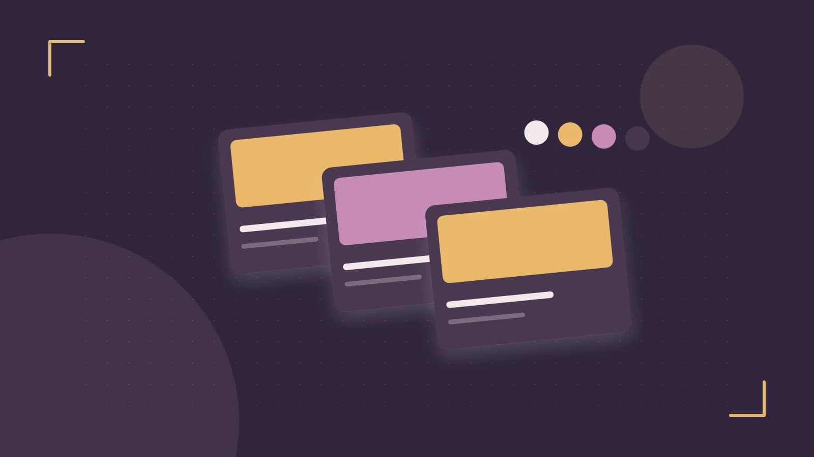 Editorial illustration of responsive browser layouts, overlapping design components and a color system