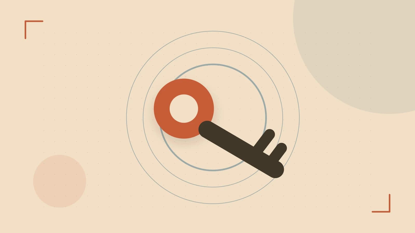 Editorial illustration of a sculpted shield, authentication key and concentric permission boundaries