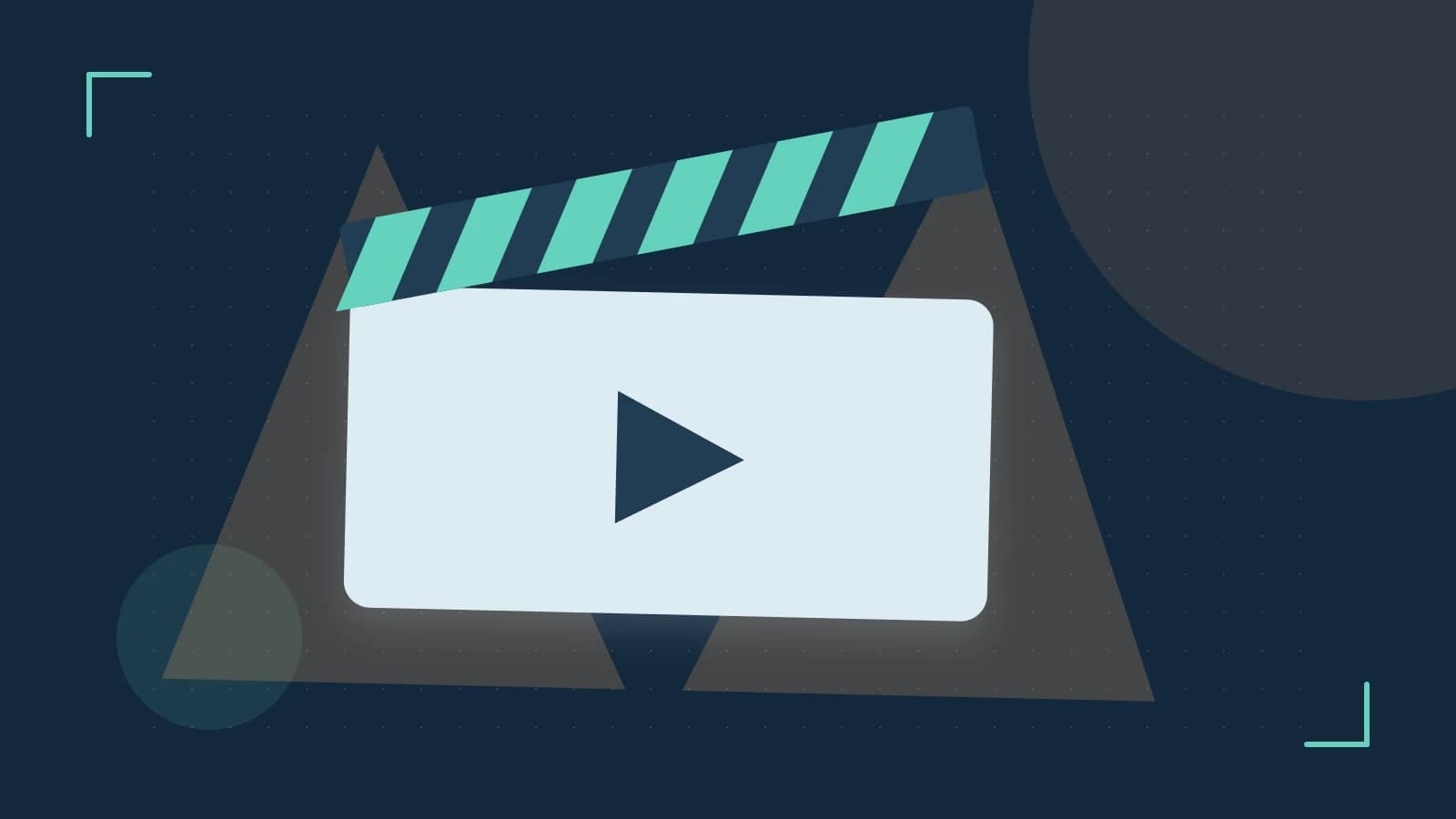 Editorial illustration of a film clapperboard, a spotlight and layered cultural artwork