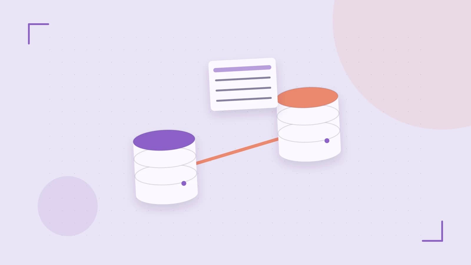 Editorial illustration of structured records, database cylinders and relationships between tables