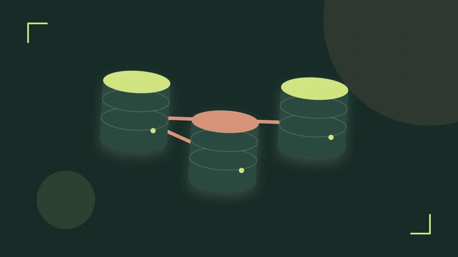 Editorial illustration of structured records, database cylinders and relationships between tables