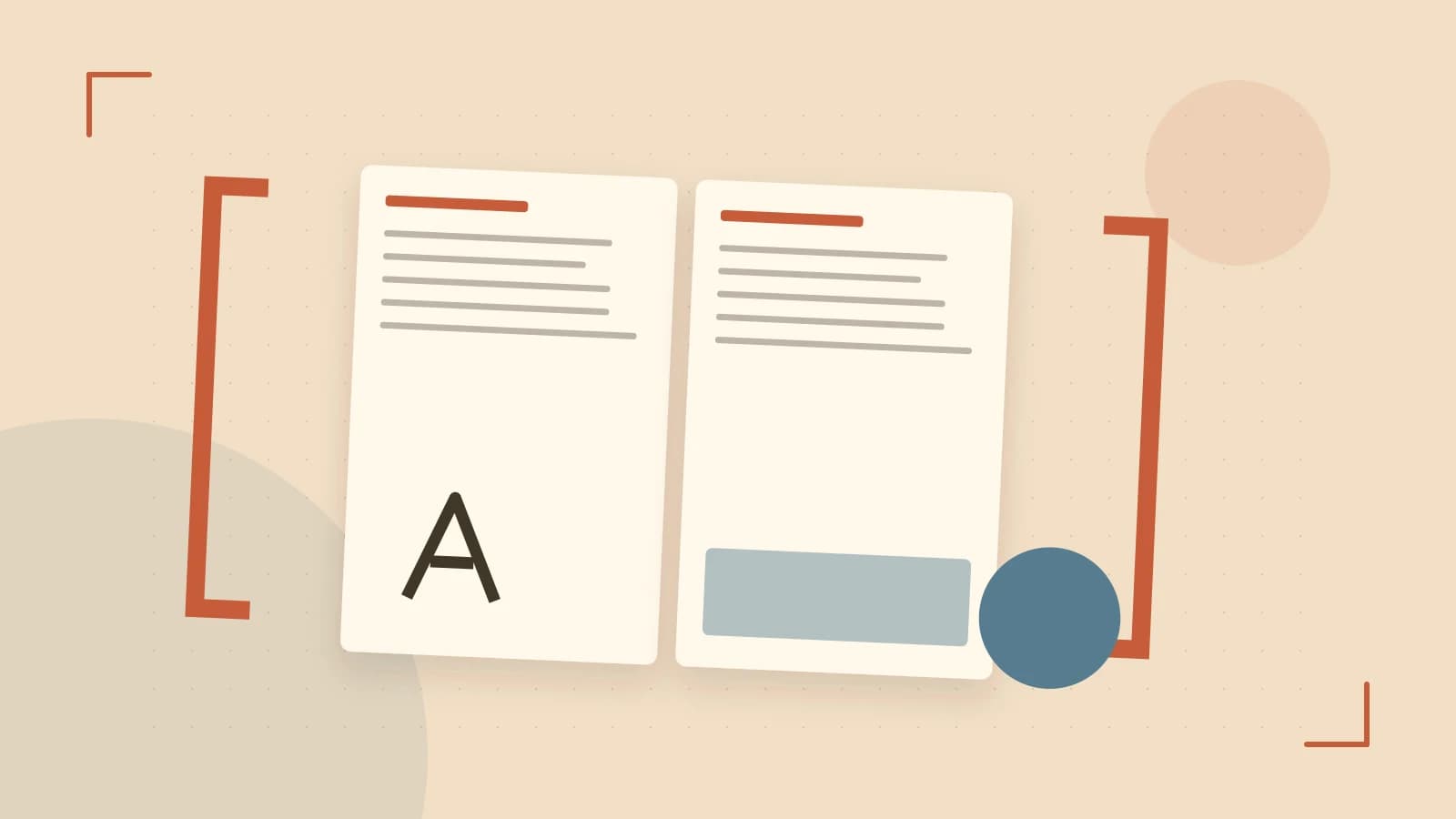 Editorial illustration of typeset pages, expressive letterform shapes and a precise editorial page grid
