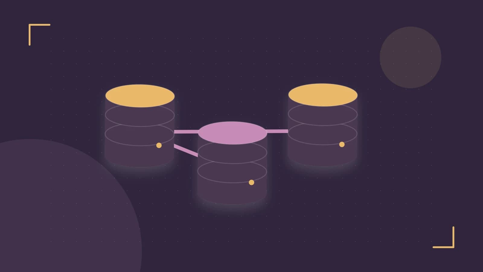 Editorial illustration of structured records, database cylinders and relationships between tables