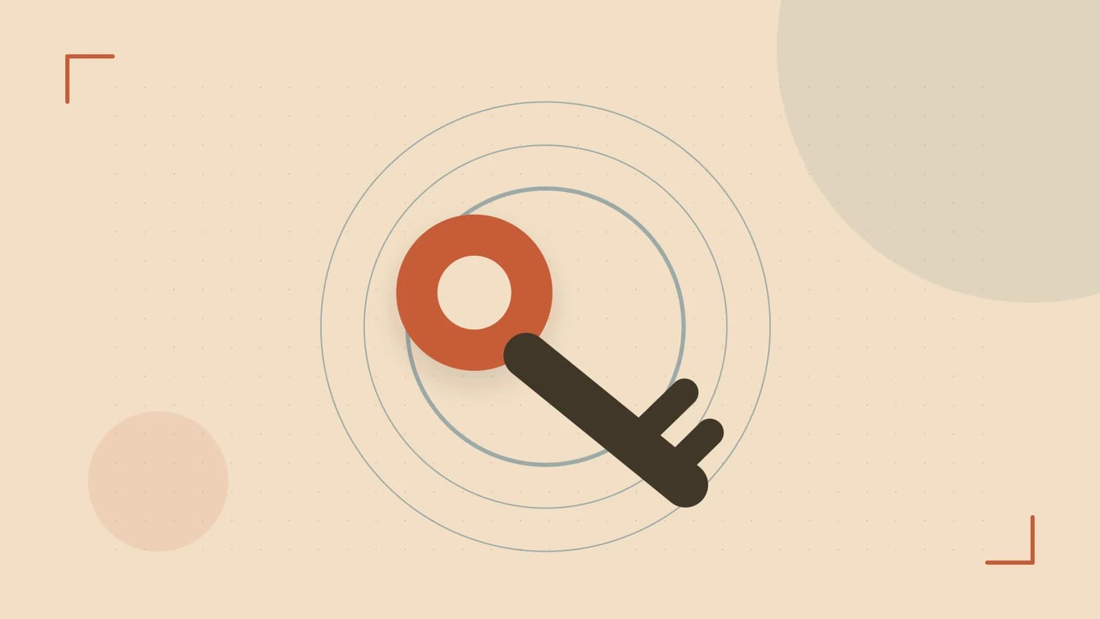 Editorial illustration of a sculpted shield, authentication key and concentric permission boundaries