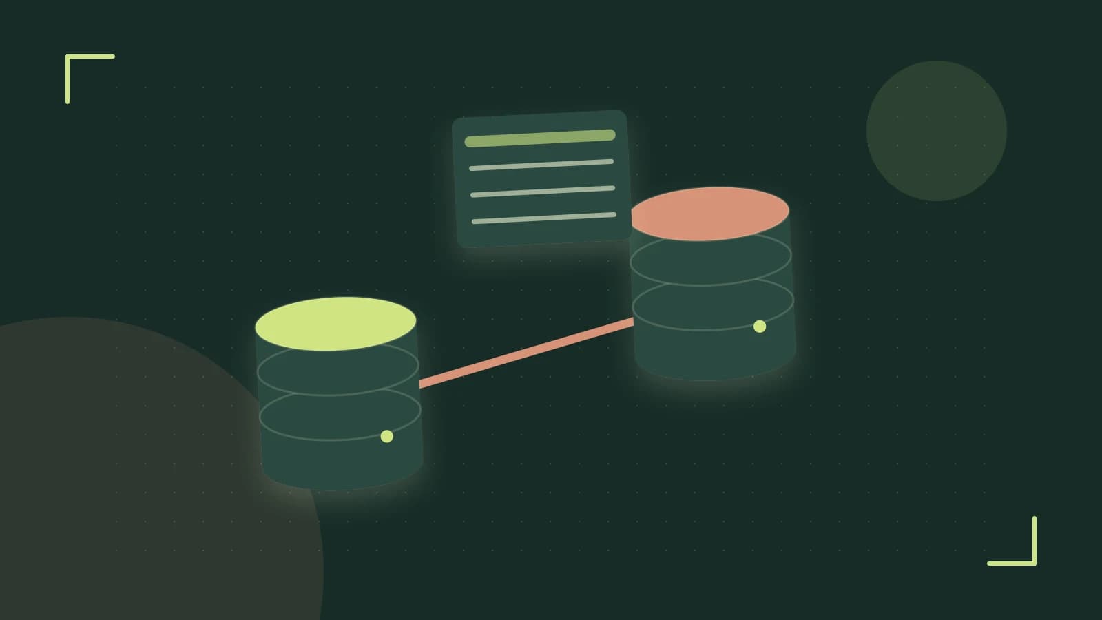 Editorial illustration of structured records, database cylinders and relationships between tables