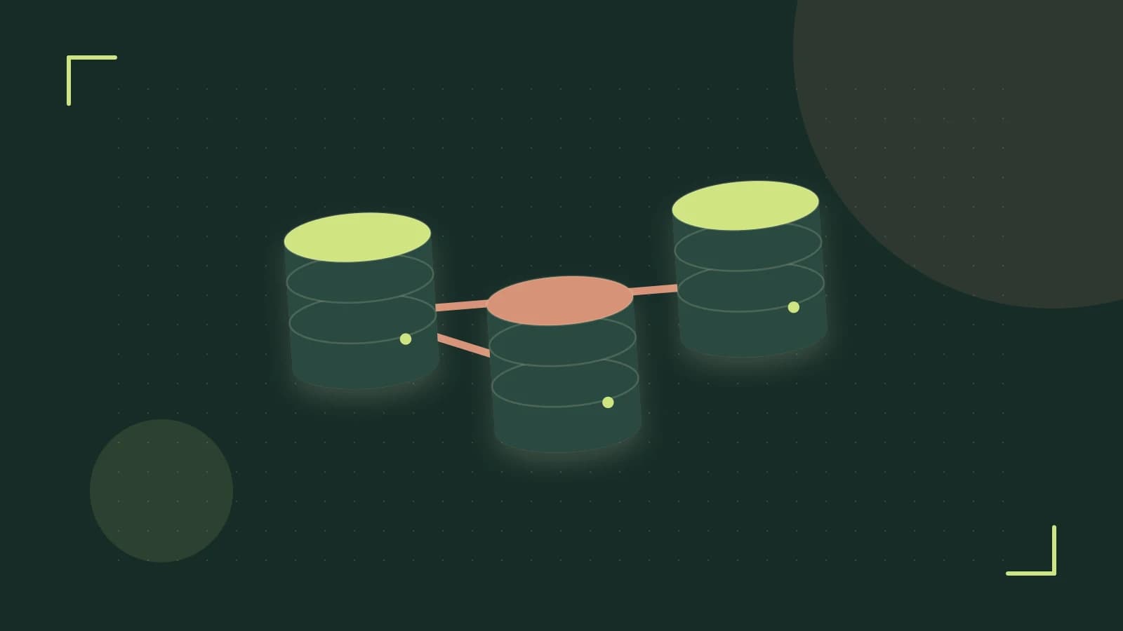 Editorial illustration of structured records, database cylinders and relationships between tables