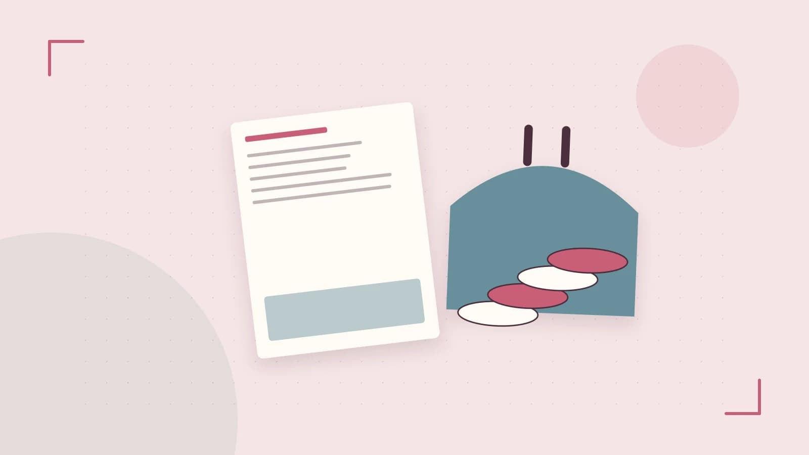 Editorial illustration of abstract coins, a payment card and a geometric financial chart without data labels