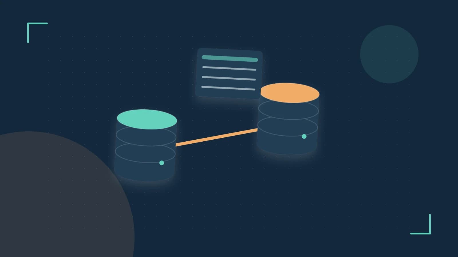 Editorial illustration of structured records, database cylinders and relationships between tables