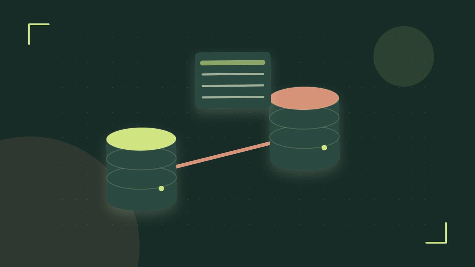 Editorial illustration of structured records, database cylinders and relationships between tables