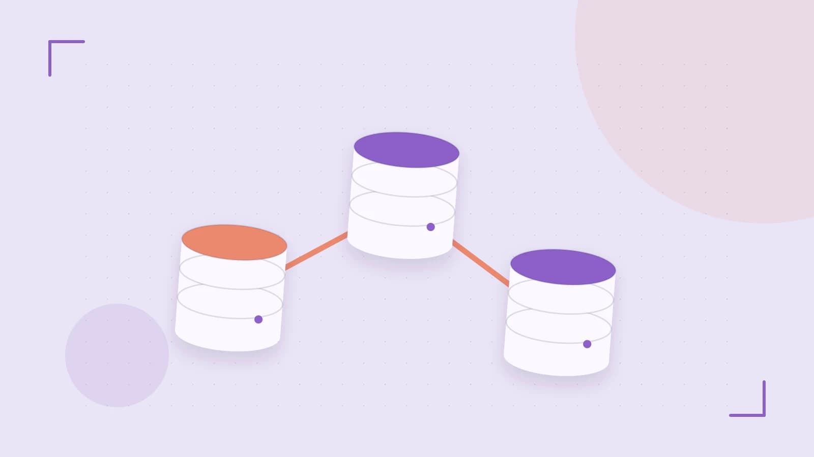 Editorial illustration of structured records, database cylinders and relationships between tables