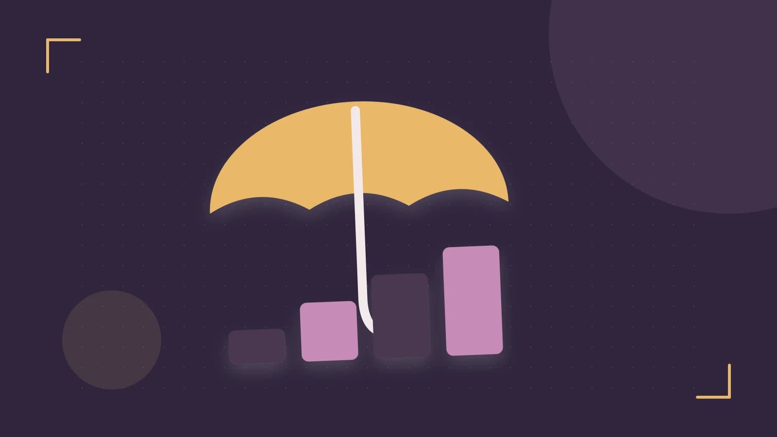 Editorial illustration of abstract coins, a payment card and a geometric financial chart without data labels