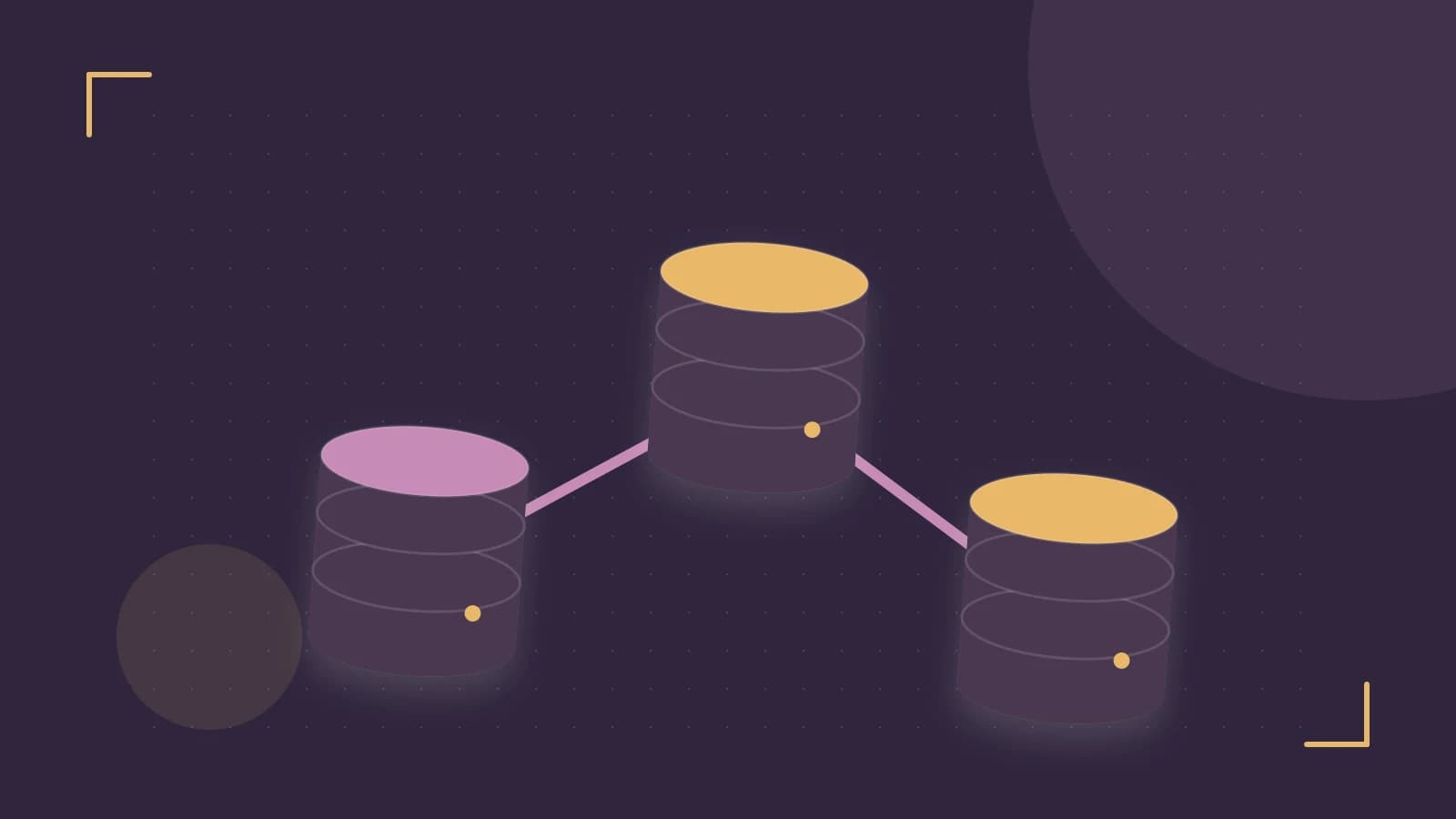Editorial illustration of structured records, database cylinders and relationships between tables