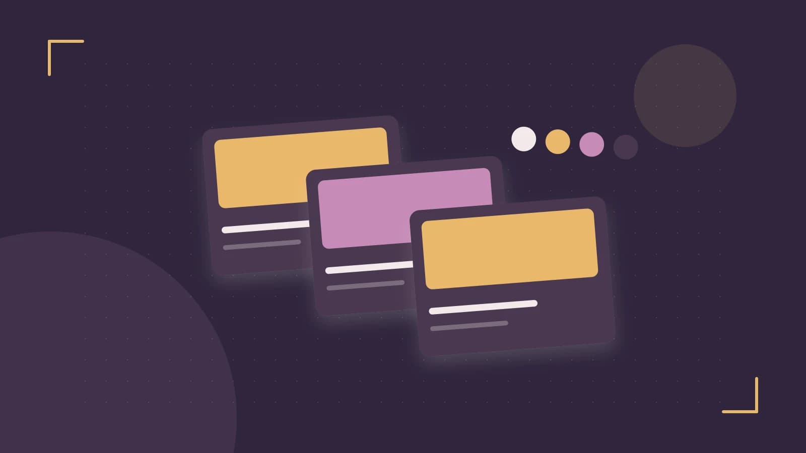 Editorial illustration of responsive browser layouts, overlapping design components and a color system