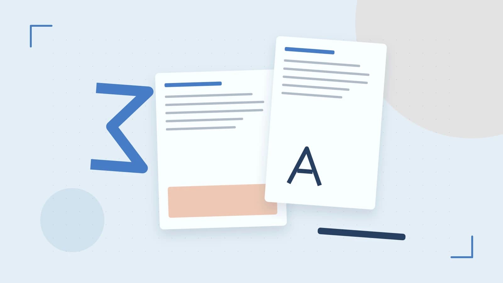 Editorial illustration of typeset pages, expressive letterform shapes and a precise editorial page grid