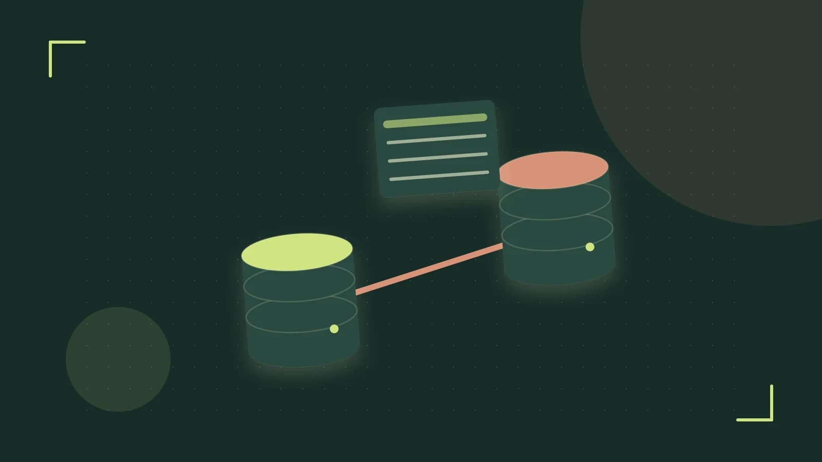 Editorial illustration of structured records, database cylinders and relationships between tables