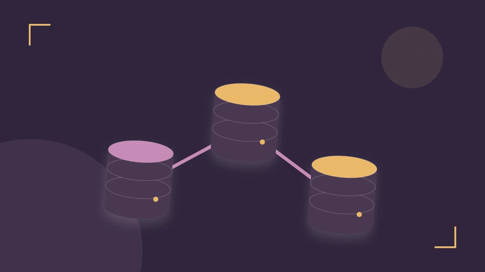 Editorial illustration of structured records, database cylinders and relationships between tables