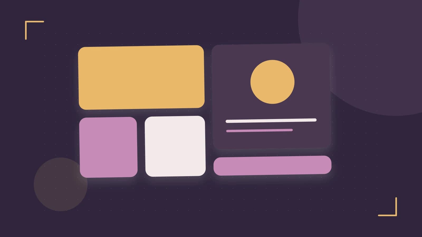 Editorial illustration of responsive browser layouts, overlapping design components and a color system
