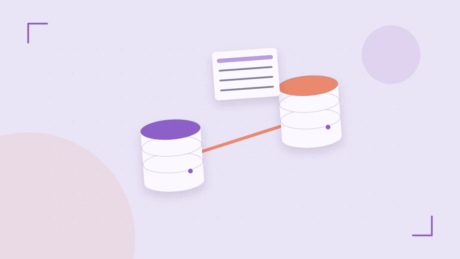 Editorial illustration of structured records, database cylinders and relationships between tables