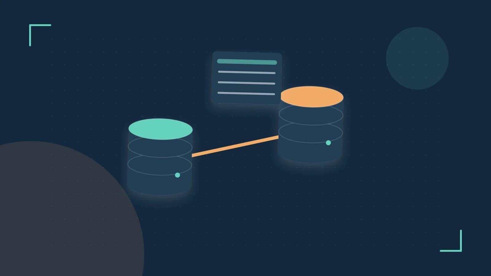 Editorial illustration of structured records, database cylinders and relationships between tables