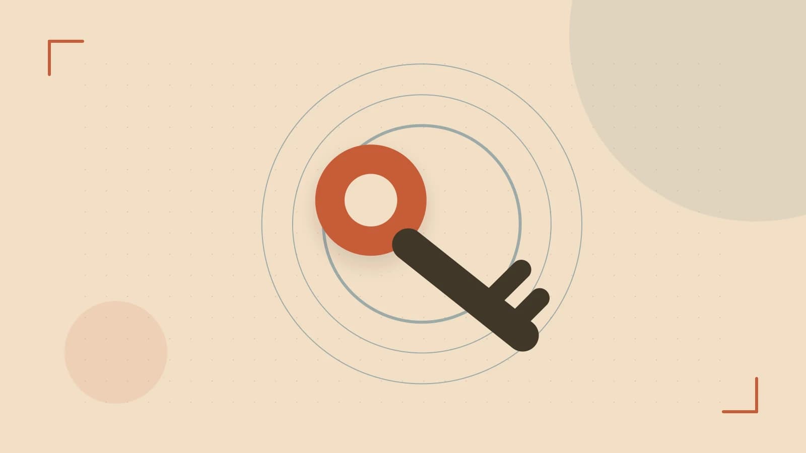 Editorial illustration of a sculpted shield, authentication key and concentric permission boundaries