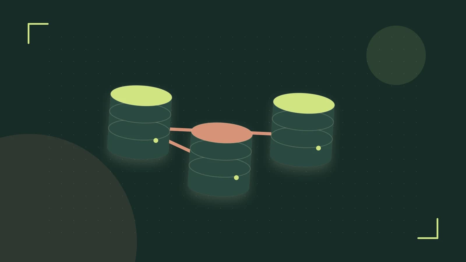 Editorial illustration of structured records, database cylinders and relationships between tables