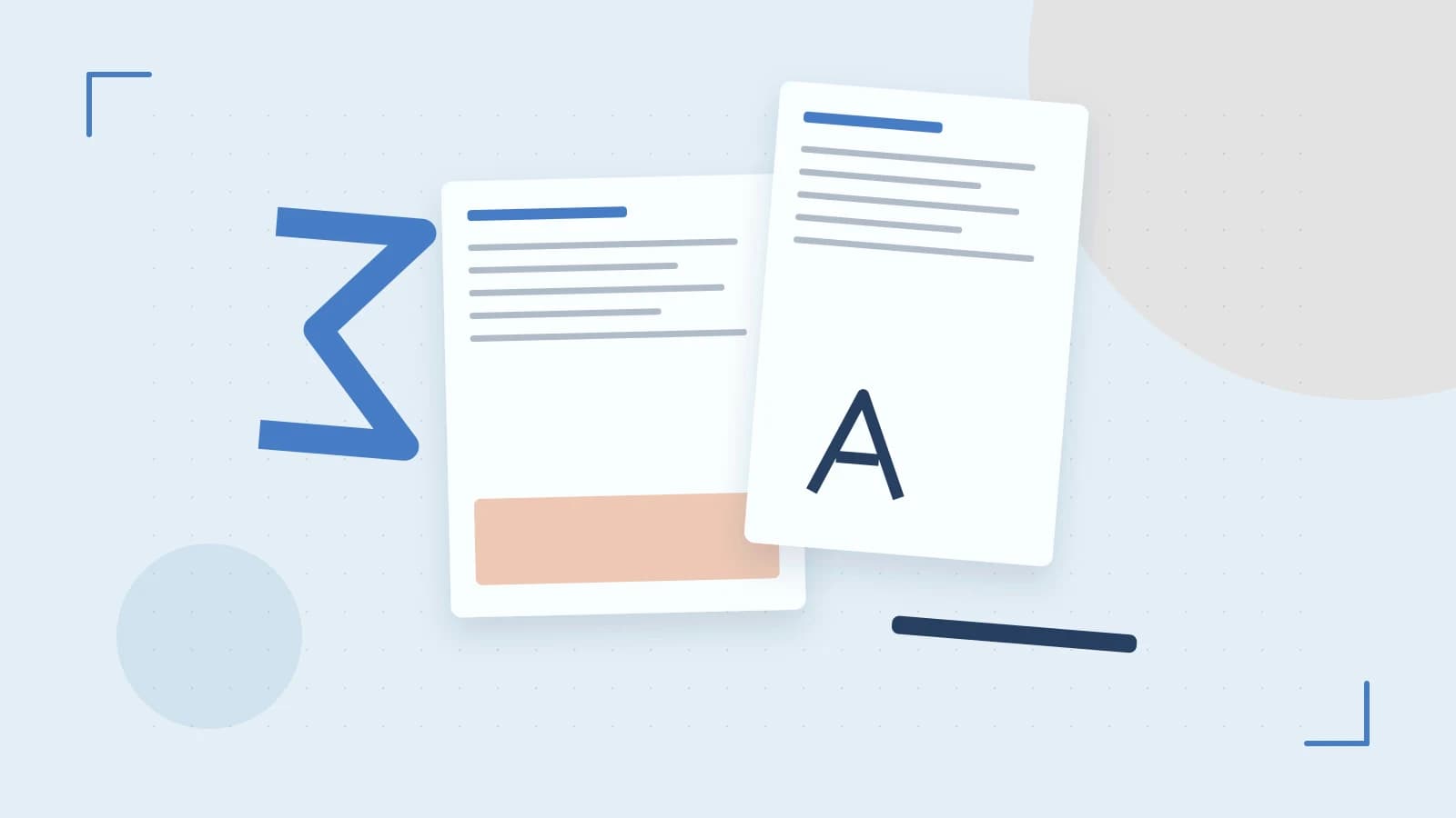Editorial illustration of typeset pages, expressive letterform shapes and a precise editorial page grid