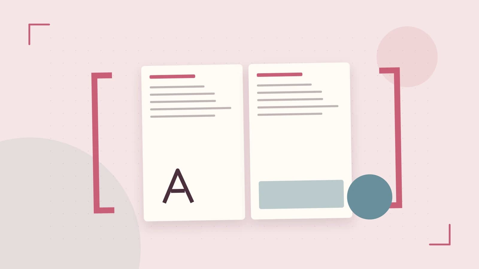 Editorial illustration of typeset pages, expressive letterform shapes and a precise editorial page grid