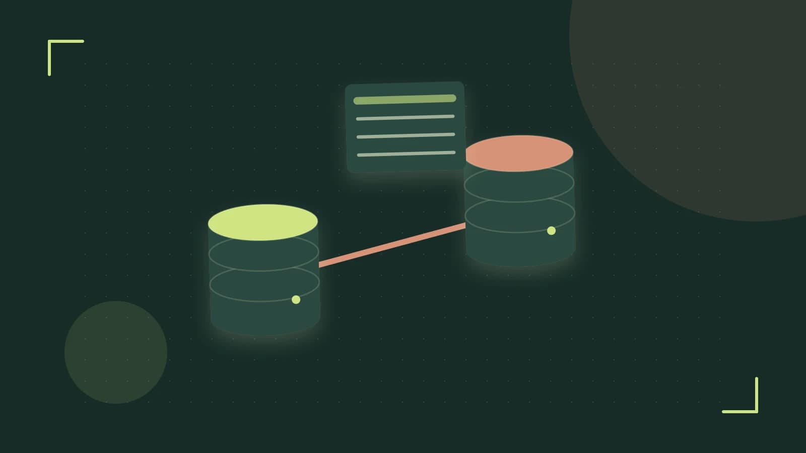 Editorial illustration of structured records, database cylinders and relationships between tables