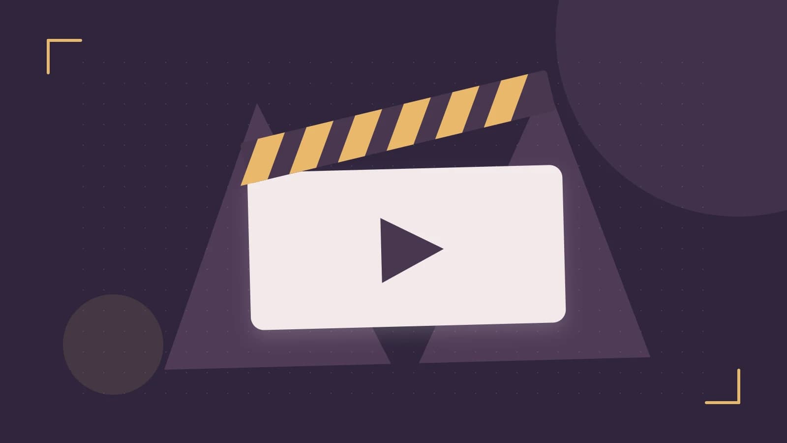 Editorial illustration of a film clapperboard, a spotlight and layered cultural artwork
