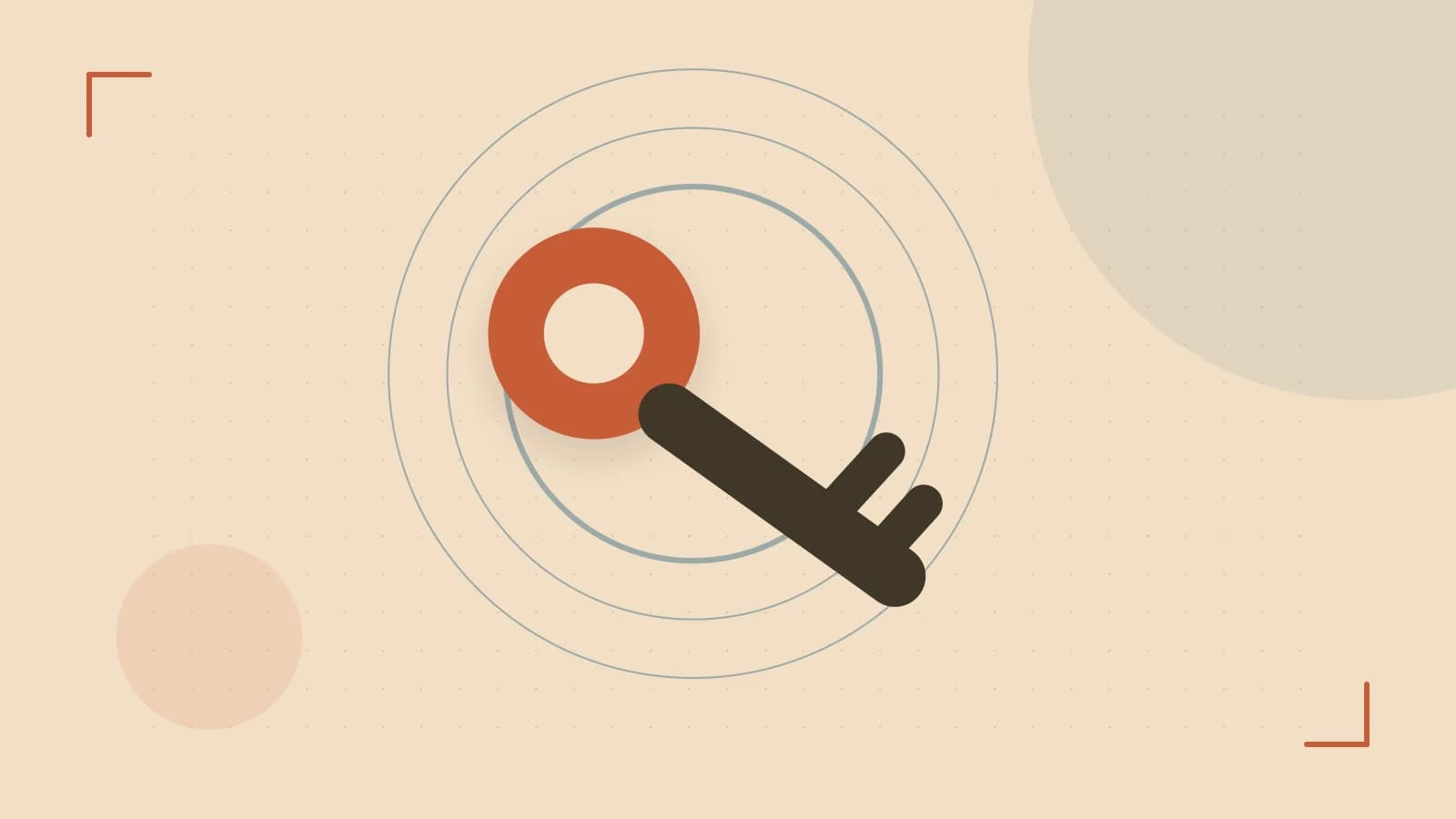 Editorial illustration of a sculpted shield, authentication key and concentric permission boundaries