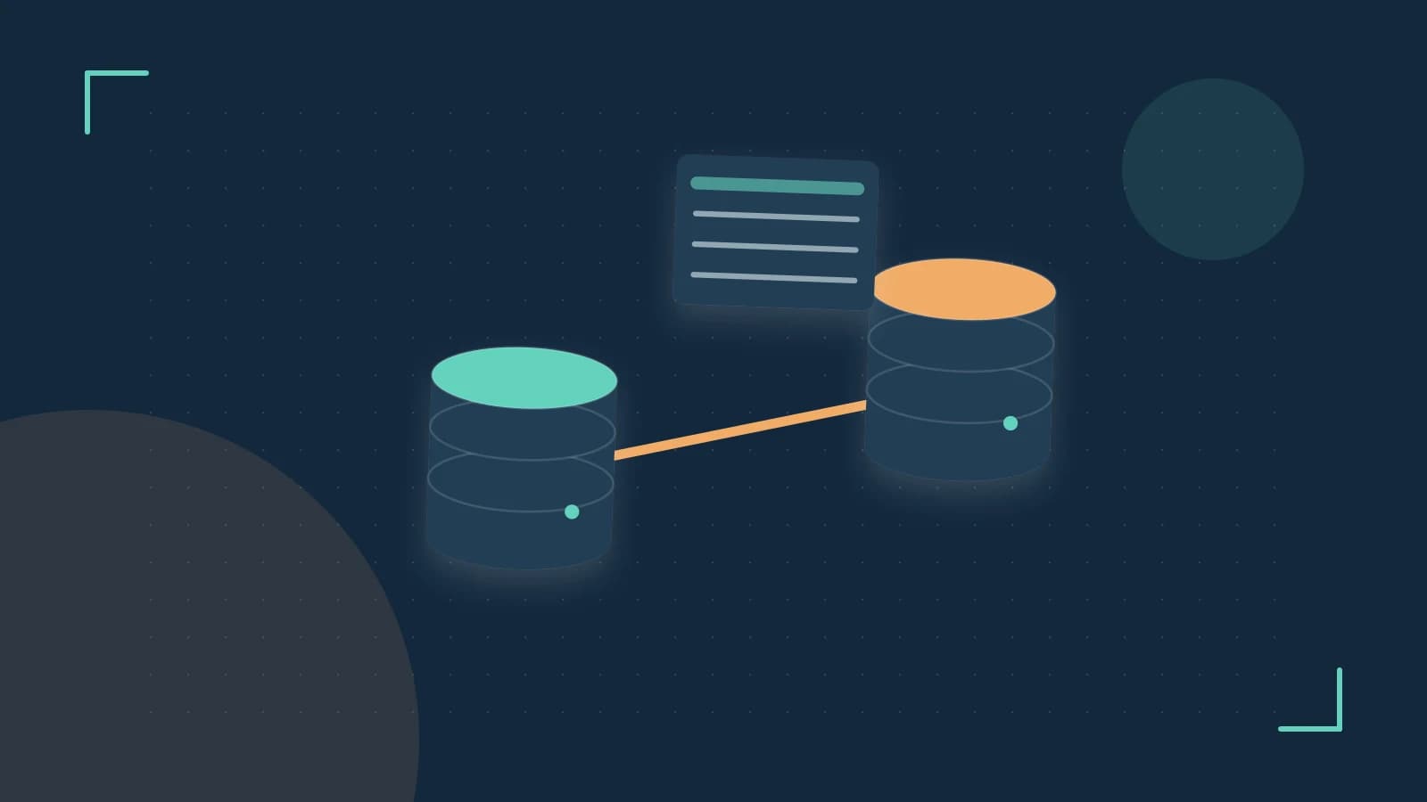 Editorial illustration of structured records, database cylinders and relationships between tables