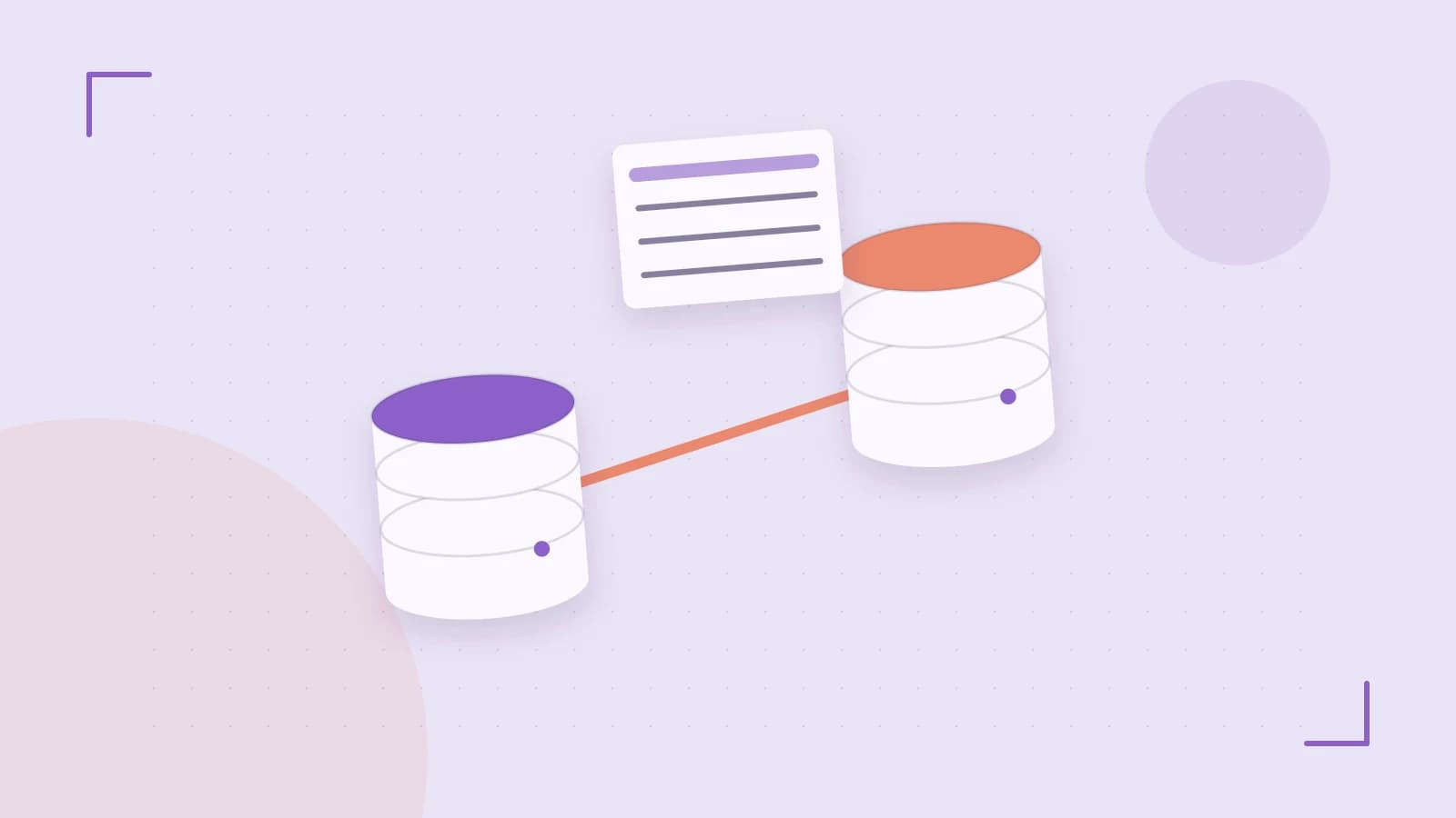 Editorial illustration of structured records, database cylinders and relationships between tables