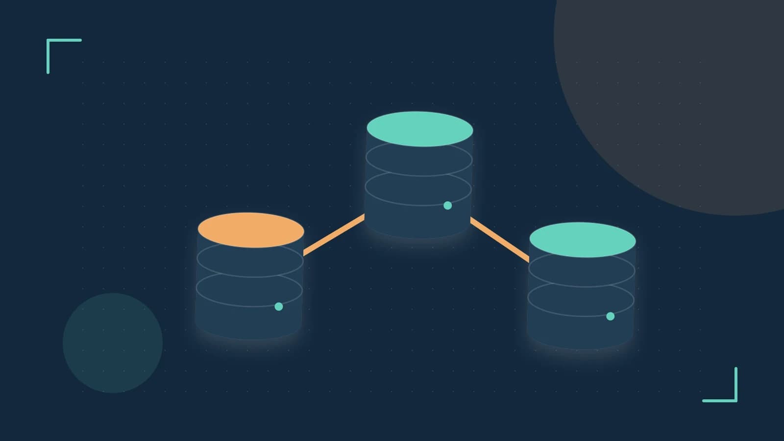 Editorial illustration of structured records, database cylinders and relationships between tables