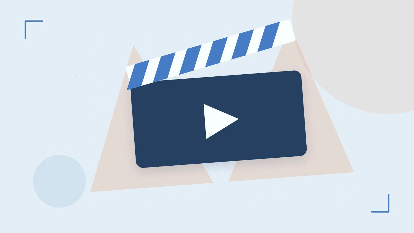 Editorial illustration of a film clapperboard, a spotlight and layered cultural artwork