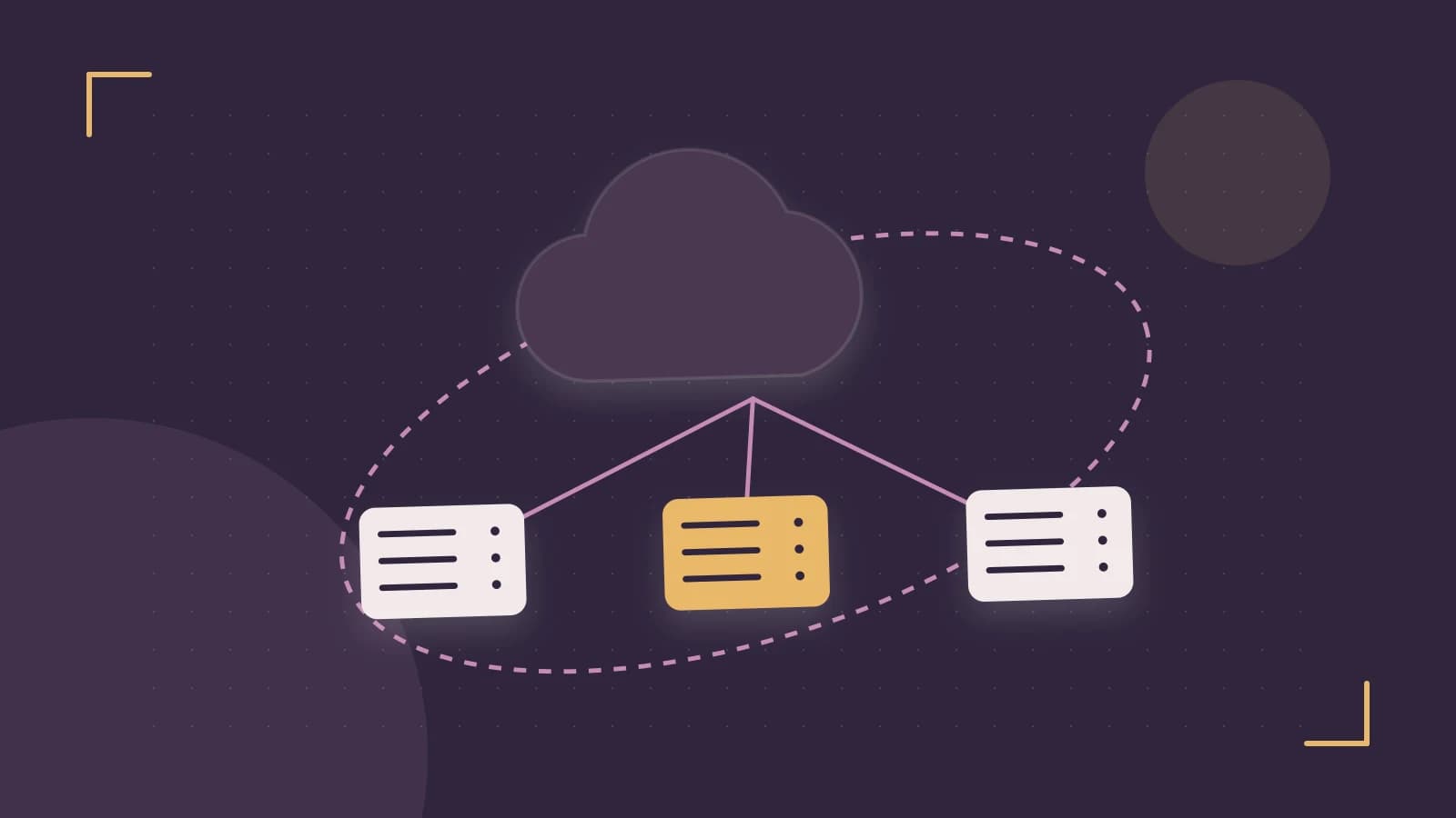 Editorial illustration of cloud infrastructure, connected server racks and an orbital service map