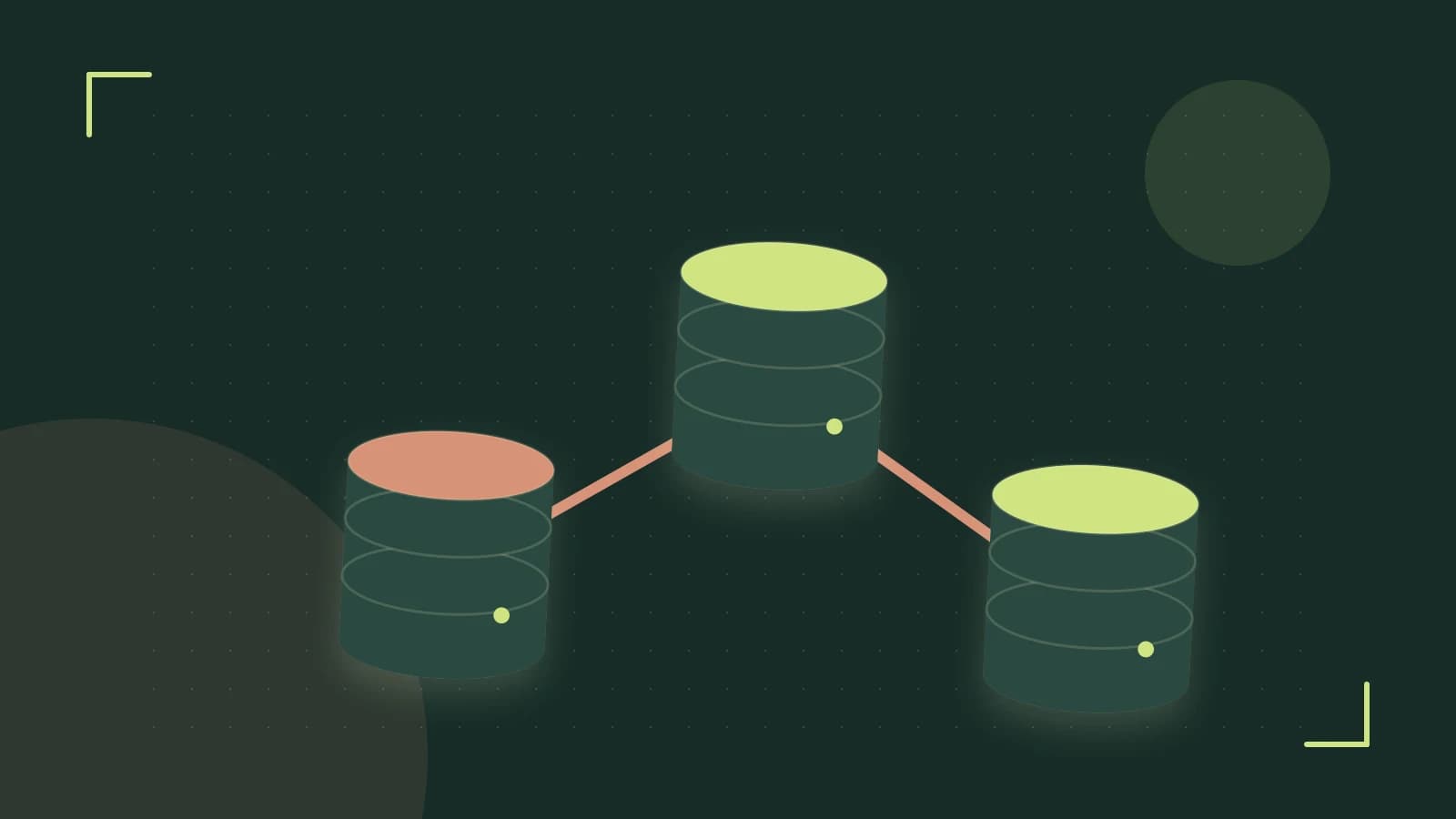 Editorial illustration of structured records, database cylinders and relationships between tables