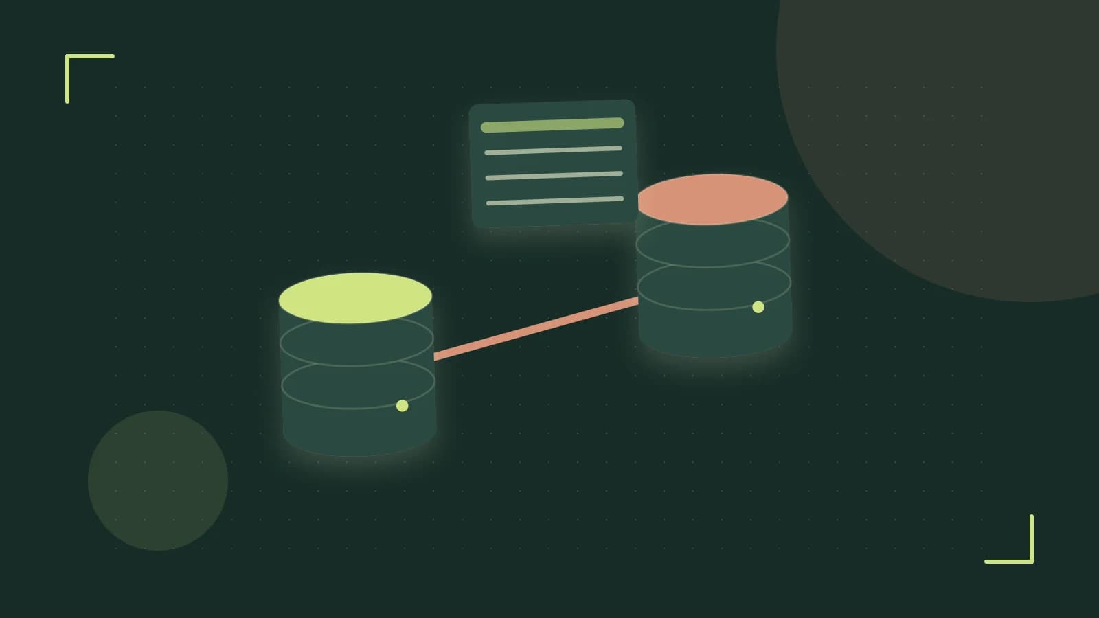Editorial illustration of structured records, database cylinders and relationships between tables